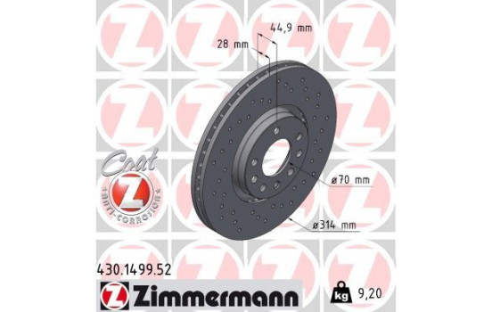 Brake Disc SPORT BRAKE DISC COAT Z 430.1499.52 Zimmermann, Image 2