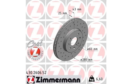 Brake Disc SPORT BRAKE DISC COAT Z 430.2606.52 Zimmermann, Image 2
