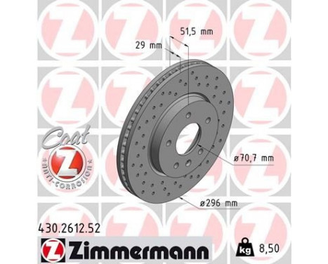 Brake Disc SPORT BRAKE DISC COAT Z 430.2612.52 Zimmermann, Image 2