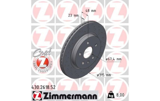 Brake Disc SPORT BRAKE DISC COAT Z 430.2618.52 Zimmermann, Image 2