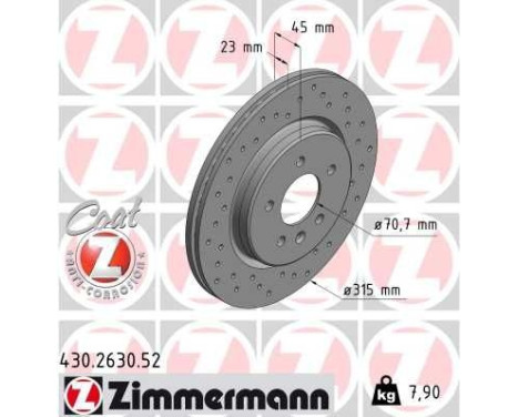 Brake Disc SPORT BRAKE DISC COAT Z 430.2630.52 Zimmermann, Image 2