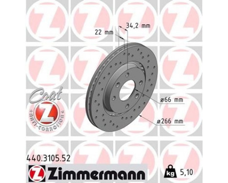 Brake Disc SPORT BRAKE DISC COAT Z 440.3105.52 Zimmermann, Image 2