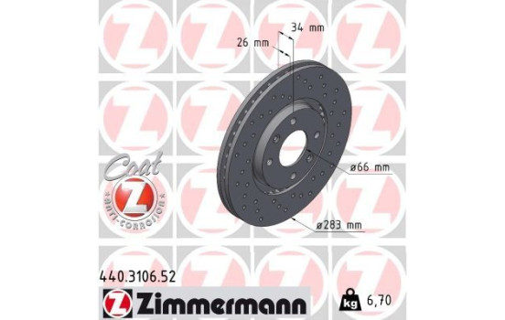 Brake Disc SPORT BRAKE DISC COAT Z 440.3106.52 Zimmermann, Image 2