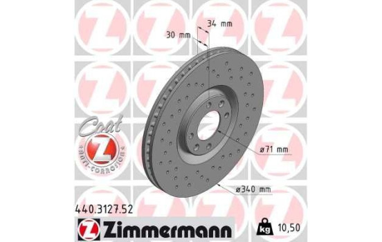 Brake Disc SPORT BRAKE DISC COAT Z 440.3127.52 Zimmermann, Image 2