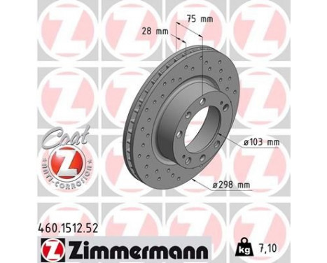 Brake Disc SPORT BRAKE DISC COAT Z 460.1512.52 Zimmermann, Image 2