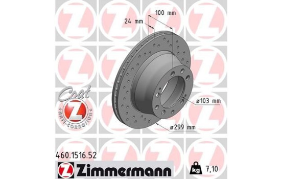 Brake Disc SPORT BRAKE DISC COAT Z 460.1516.52 Zimmermann, Image 2