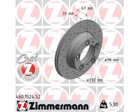Brake Disc SPORT BRAKE DISC COAT Z 460.1524.52 Zimmermann, Image 2