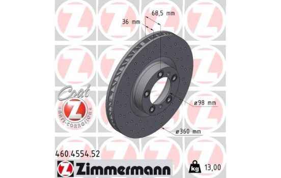 Brake disc SPORT BRAKE DISC COAT Z 460.4554.52 Zimmermann