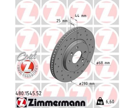 Brake Disc SPORT BRAKE DISC COAT Z 480.1545.52 Zimmermann, Image 2