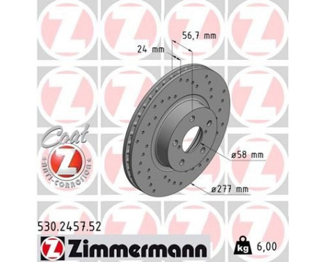 Brake Disc SPORT BRAKE DISC COAT Z 530.2457.52 Zimmermann, Image 2
