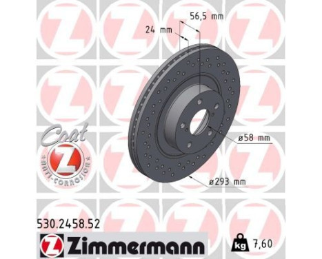 Brake Disc SPORT BRAKE DISC COAT Z 530.2458.52 Zimmermann, Image 2