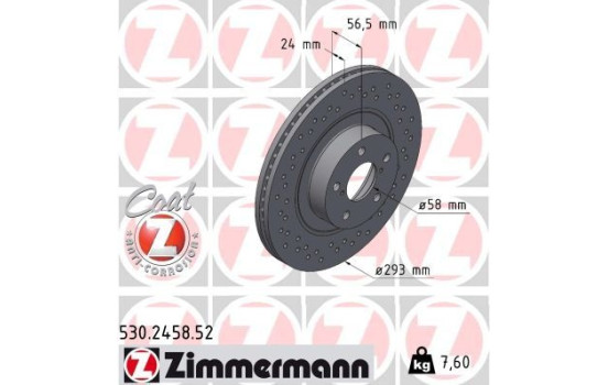 Brake Disc SPORT BRAKE DISC COAT Z 530.2458.52 Zimmermann, Image 2