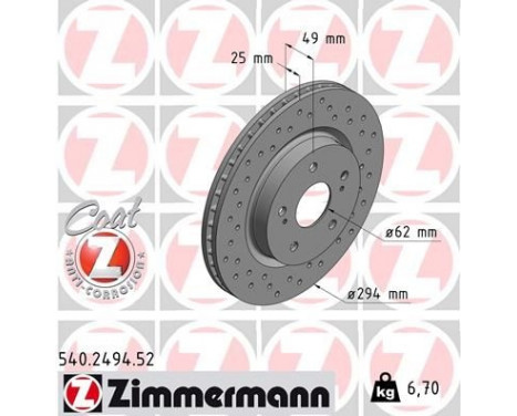 Brake Disc SPORT BRAKE DISC COAT Z 540.2494.52 Zimmermann, Image 2