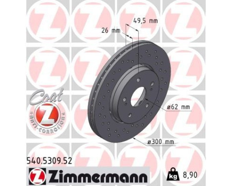 Brake Disc SPORT BRAKE DISC COAT Z 540.5309.52 Zimmermann, Image 2