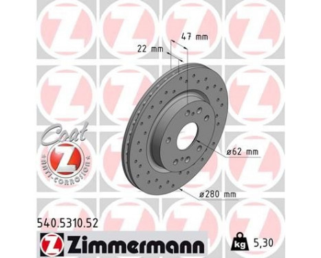 Brake Disc SPORT BRAKE DISC COAT Z 540.5310.52 Zimmermann, Image 2