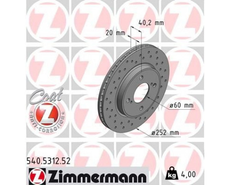 Brake Disc SPORT BRAKE DISC COAT Z 540.5312.52 Zimmermann, Image 2