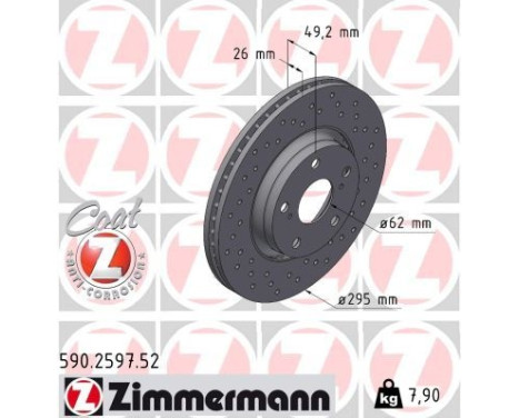 Brake Disc SPORT BRAKE DISC COAT Z 590.2597.52 Zimmermann, Image 2