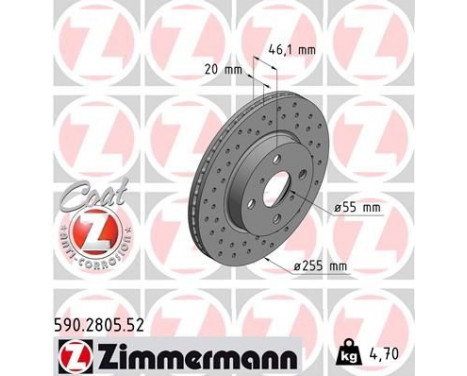 Brake Disc SPORT BRAKE DISC COAT Z 590.2805.52 Zimmermann, Image 2