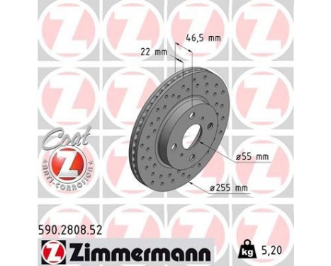 Brake Disc SPORT BRAKE DISC COAT Z 590.2808.52 Zimmermann, Image 2