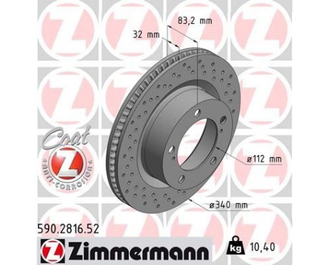 Brake Disc SPORT BRAKE DISC COAT Z 590.2816.52 Zimmermann, Image 2