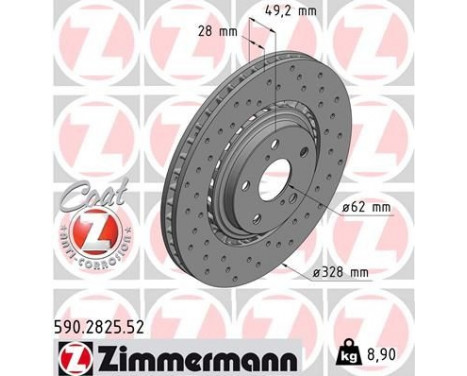 Brake Disc SPORT BRAKE DISC COAT Z 590.2825.52 Zimmermann, Image 2