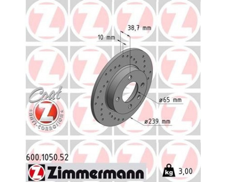 Brake Disc SPORT BRAKE DISC COAT Z 600.1050.52 Zimmermann, Image 2