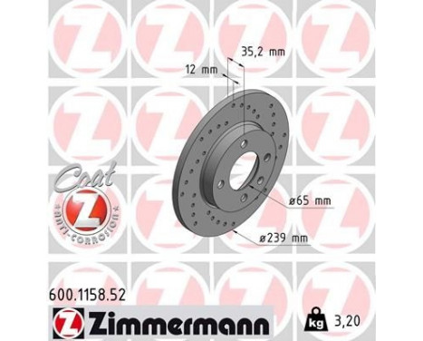 Brake Disc SPORT BRAKE DISC COAT Z 600.1158.52 Zimmermann, Image 2