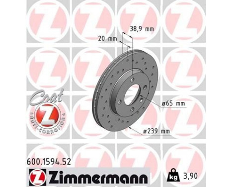 Brake Disc SPORT BRAKE DISC COAT Z 600.1594.52 Zimmermann, Image 2