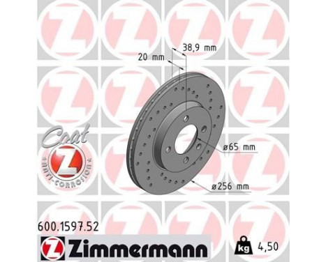 Brake Disc SPORT BRAKE DISC COAT Z 600.1597.52 Zimmermann, Image 2