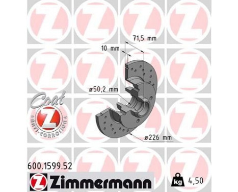 Brake Disc SPORT BRAKE DISC COAT Z 600.1599.52 Zimmermann, Image 2