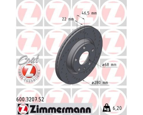 Brake Disc SPORT BRAKE DISC COAT Z 600.3207.52 Zimmermann, Image 2