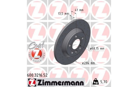 Brake Disc SPORT BRAKE DISC COAT Z 600.3216.52 Zimmermann, Image 2