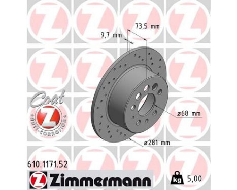 Brake Disc SPORT BRAKE DISC COAT Z 610.1171.52 Zimmermann, Image 2