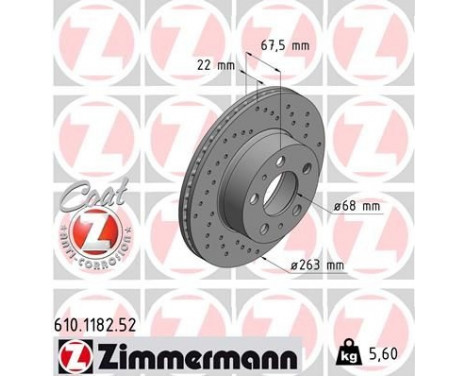 Brake Disc SPORT BRAKE DISC COAT Z 610.1182.52 Zimmermann, Image 2