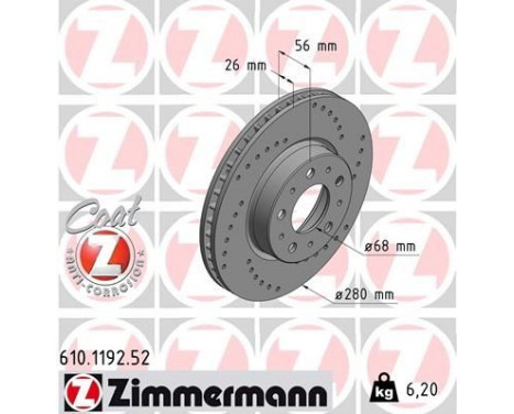 Brake Disc SPORT BRAKE DISC COAT Z 610.1192.52 Zimmermann, Image 2