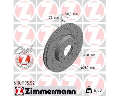 Brake Disc SPORT BRAKE DISC COAT Z 610.1195.52 Zimmermann, Image 2