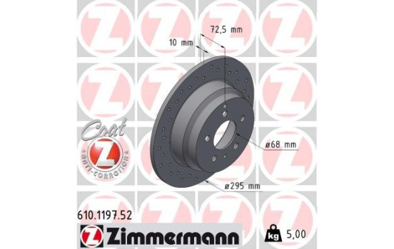 Brake Disc SPORT BRAKE DISC COAT Z 610.1197.52 Zimmermann, Image 2