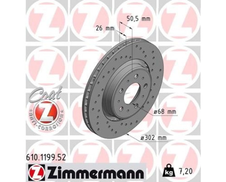 Brake Disc SPORT BRAKE DISC COAT Z 610.1199.52 Zimmermann, Image 2