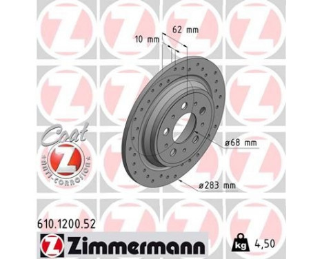 Brake Disc SPORT BRAKE DISC COAT Z 610.1200.52 Zimmermann, Image 2