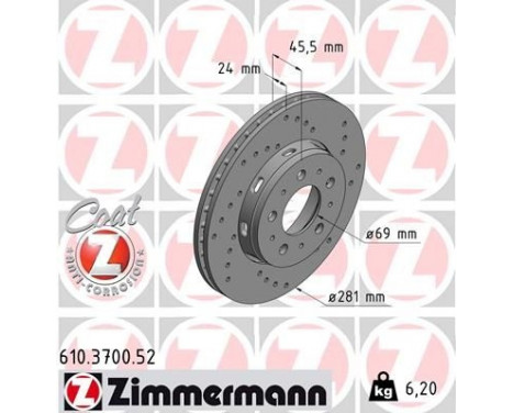 Brake Disc SPORT BRAKE DISC COAT Z 610.3700.52 Zimmermann, Image 2