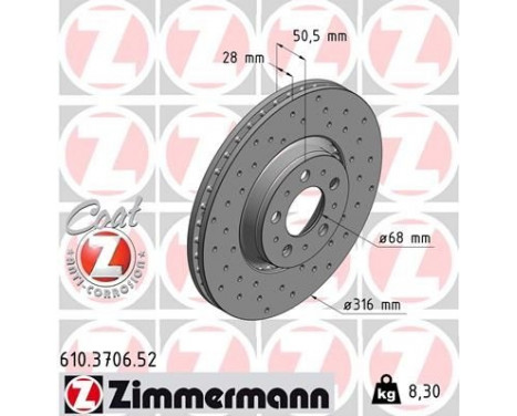 Brake Disc SPORT BRAKE DISC COAT Z 610.3706.52 Zimmermann, Image 2