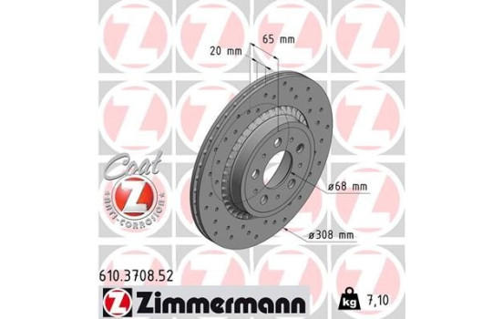 Brake Disc SPORT BRAKE DISC COAT Z 610.3708.52 Zimmermann, Image 2