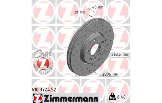 Brake Disc SPORT BRAKE DISC COAT Z 610.3724.52 Zimmermann, Image 2