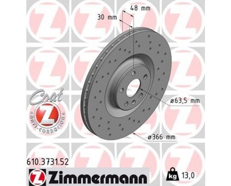 Brake Disc SPORT BRAKE DISC COAT Z 610.3731.52 Zimmermann, Image 2