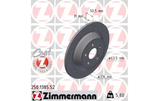 Brake disc SPORT BRAKE DISC Z 250.1385.52 Zimmermann