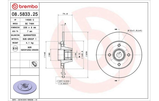 Brake Disc Stabiliser DISC LINE 08.5833.25 Brembo, Image 2
