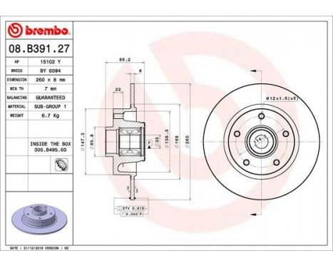 Brake Disc Stabiliser DISC LINE 08.B391.27 Brembo