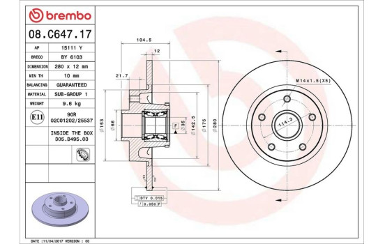 Brake Disc Stabiliser DISC LINE 08.C647.17 Brembo