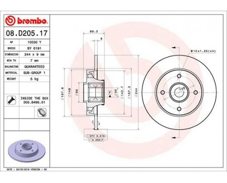 Brake Disc Stabiliser DISC LINE 08.D205.17 Brembo