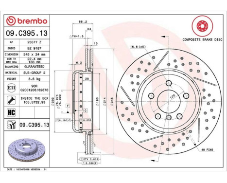 Brake Disc TWO-PIECE DISCS LINE 09.C395.13 Brembo, Image 3